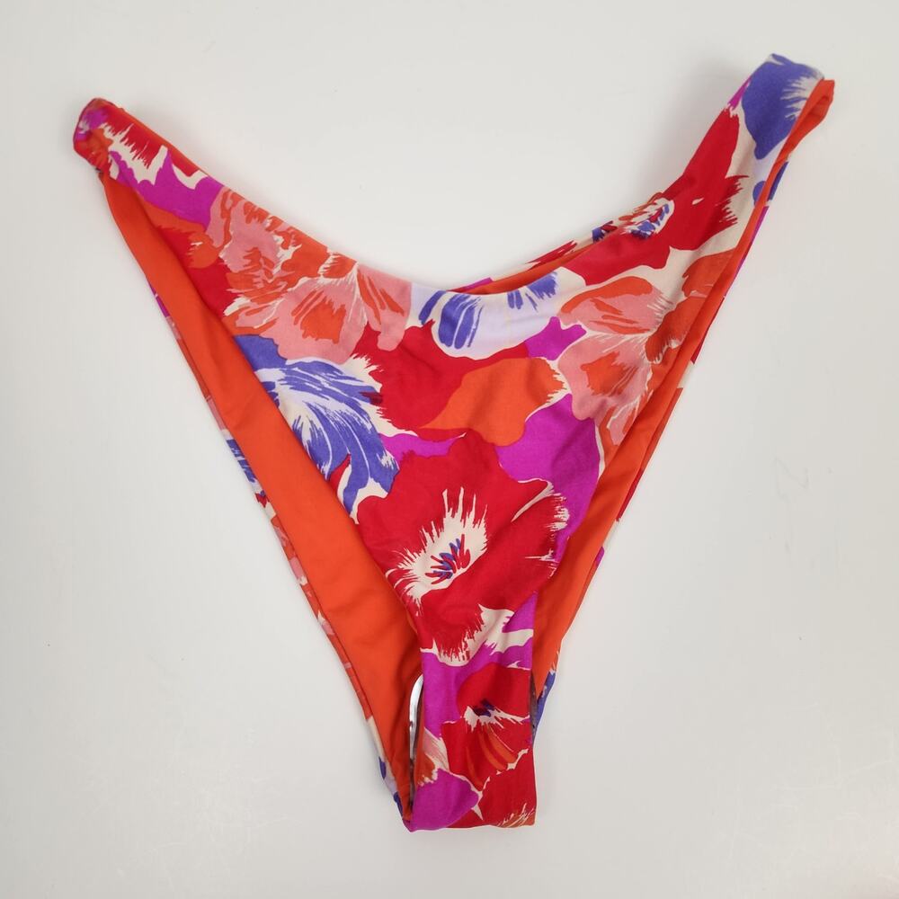L*Space Cabana Bitsy Bikini Bottom in Orange Floral Size XL NWOT
